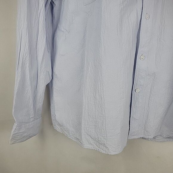 Theory Irving Shirt Mens XXL Pale Blue Seersucker Long Sleeve Stretch Cotton - Picture 5 of 11